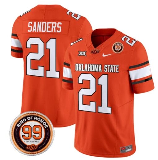 Barry Sanders Jersey #21 Oklahoma State Cowboys Leslie O'neal Patch Vapor Limited College Football Stitched Orange