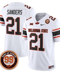 Barry Sanders Jersey #21 Oklahoma State Cowboys Leslie O'neal Patch Vapor Limited College Football Stitched White