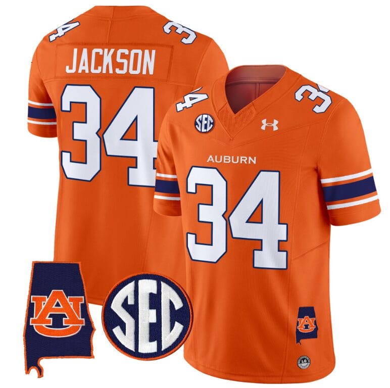 Bo Jackson Jersey #34 Auburn Tigers SEC Patch Vapor Limited College Football Stitched Orange 8 Bo Jackson Jersey #34 Auburn Tigers SEC Patch Vapor Limited College Football Stitched Orange
