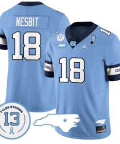 Bryson Nesbit Jersey #18 North Carolina Tar Heels Vapor College Football Stitched Alternate Blue