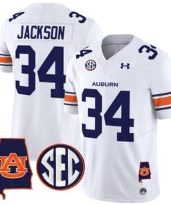 Bo Jackson Jersey #34 Auburn Tigers SEC Patch Vapor Limited College Football Stitched White