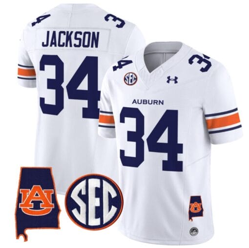 Bo Jackson Jersey #34 Auburn Tigers SEC Patch Vapor Limited College Football Stitched White