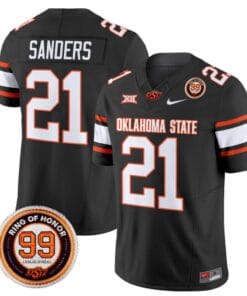 Barry Sanders Jersey #21 Oklahoma State Cowboys Leslie O'neal Patch Vapor Limited College Football Stitched Black
