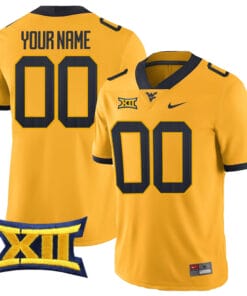 Custom West Virginia Mountaineers Jersey Name and Number College Football Gold All Stitched