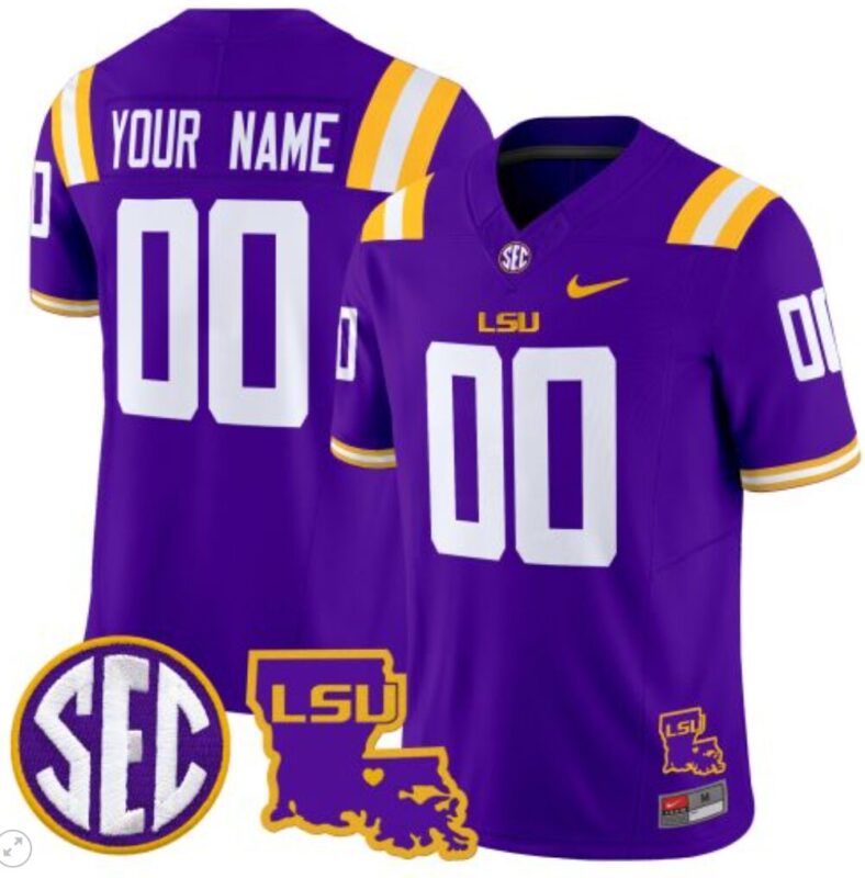Custom LSU Tigers Jersey Name and Number 2024 Louisiana Patch Vapor Limited College Football Stitched Purple 8 Custom LSU Tigers Jersey Name and Number 2024 Louisiana Patch Vapor Limited College Football Stitched Purple