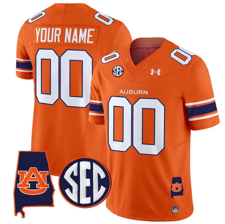 Custom Auburn Tigers Jersey Name and Number SEC Patch Vapor Limited College Football Stitched Orange 8 Custom Auburn Tigers Jersey Name and Number SEC Patch Vapor Limited College Football Stitched Orange