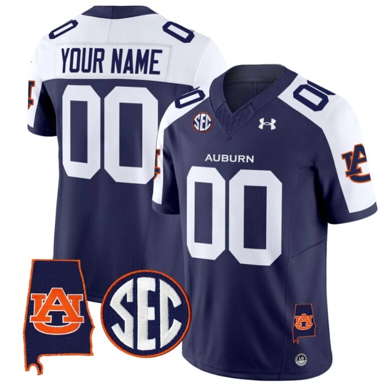 Custom Auburn Tigers Jersey Name and Number SEC Patch Vapor Limited College Football Stitched Navy Alternate 8 Custom Auburn Tigers Jersey Name and Number SEC Patch Vapor Limited College Football Stitched Navy Alternate