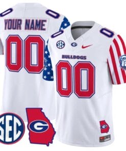 Custom Georgia Bulldogs Jersey Name and Number American Style Vapor Limited Football Stitched White