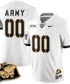 Custom Army Black Knights Jersey Name and Number Rocky The Bulldog Patch Vapor Limited College Football Stitched Black