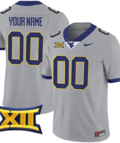 Custom West Virginia Mountaineers Jersey Name and Number College Football Gray All Stitched