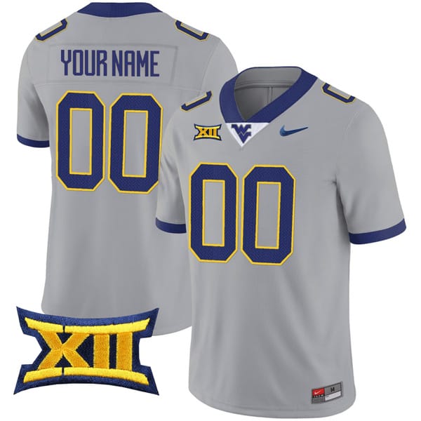 Custom West Virginia Mountaineers Jersey Name and Number College Football Gray All Stitched 8 Custom West Virginia Mountaineers Jersey Name and Number College Football Gray All Stitched
