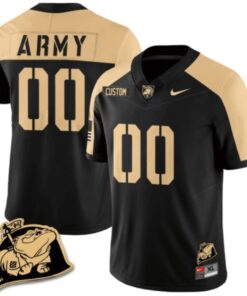 Custom Army Black Knights Jersey Name and Number Rocky The Bulldog Patch Vapor Limited College Football Stitched Black Alternate