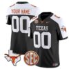 Custom Texas Longhorns Jersey Name and Number State Map and Sec Patch Vapor Limited College Football Stitched Black Alternate