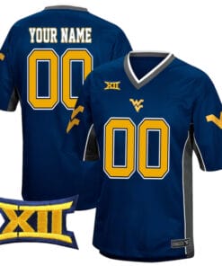 Custom West Virginia Mountaineers Jersey Name and Number College Football Game Day Navy All Stitched
