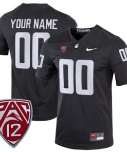 Custom Washington State Cougars Jersey Name and Number College Football Charcoal Alternate Game All Stitched