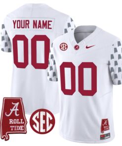 Custom Alabama Crimson Tide Jersey Name and Number Vapor College Football Limited Stitched White