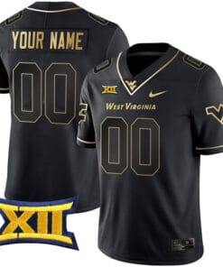 Custom West Virginia Mountaineers Jersey Name and Number College Football Black Gold “Gold Series” All Stitched