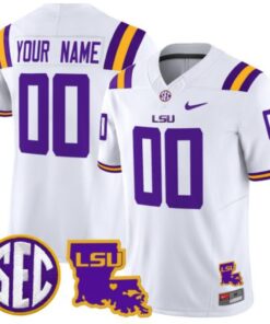 Custom LSU Tigers Jersey Name and Number 2024 Louisiana Patch Vapor Limited College Football Stitched White