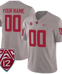 Custom Washington State Cougars Jersey Name and Number College Football Grey Alternate Game All Stitched