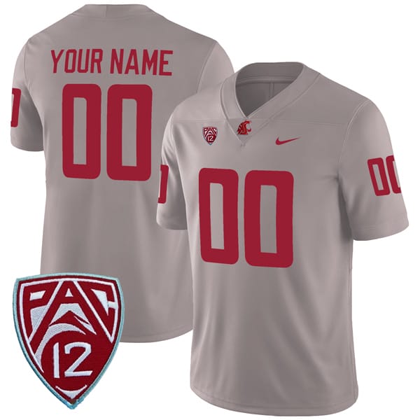 Custom Washington State Cougars Jersey Name and Number College Football Grey Alternate Game All Stitched 8 Custom Washington State Cougars Jersey Name and Number College Football Grey Alternate Game All Stitched