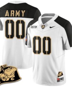 Custom Army Black Knights Jersey Name and Number Rocky The Bulldog Patch Vapor Limited College Football Stitched White Alternate