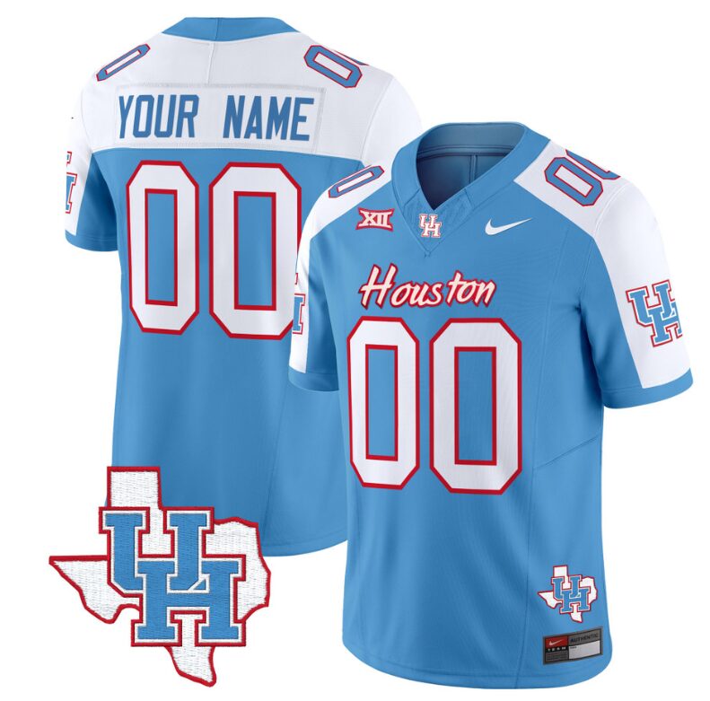 Custom Houston Cougars Jersey Name and Number Inspired Vapor College Football Limited All Stitched Blue Alternate 8 Custom Houston Cougars Jersey Name and Number Inspired Vapor College Football Limited All Stitched Blue Alternate