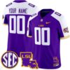 Custom LSU Tigers Jersey Name and Number 2024 Louisiana Patch Vapor Limited College Football Stitched Purple Alternate