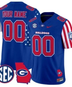 Custom Georgia Bulldogs Jersey Name and Number American Style Vapor Limited Football Stitched Royal