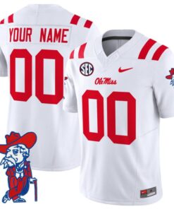 Custom Ole Miss Rebels Jersey Name and Number Vapor Limited College Football Stitched White