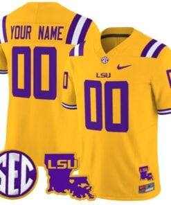 Custom LSU Tigers Jersey Name and Number 2024 Louisiana Patch Vapor Limited College Football Stitched Gold