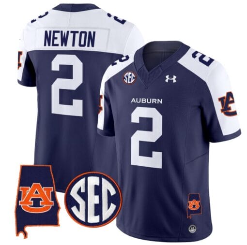 Cam Newton Jersey #2 Auburn Tigers SEC Patch Vapor Limited College Football Stitched Navy Alternate