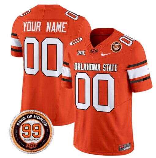 Custom Oklahoma State Cowboys Jersey Name and Number Leslie O'neal Patch Vapor Limited College Football Stitched Orange