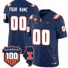 Custom Illinois Fighting Jersey Name and Number Vapor Limited College Football Stitched Navy
