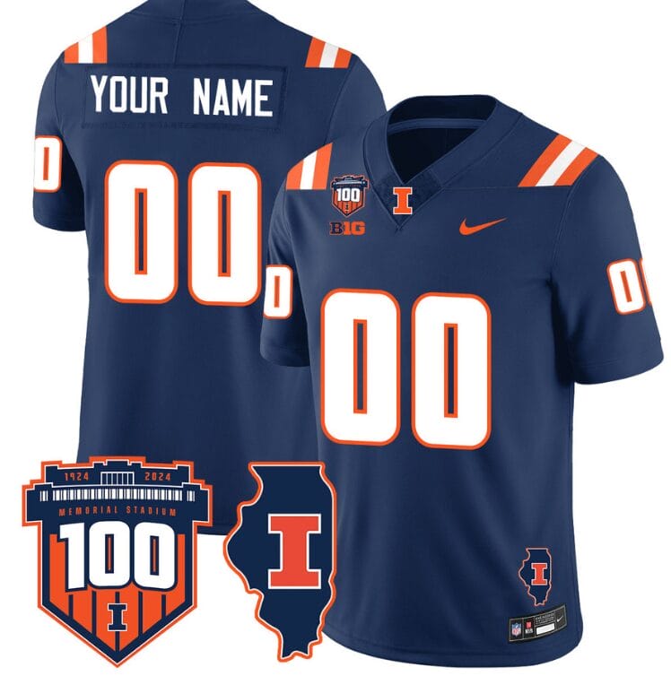 Custom Illinois Fighting Jersey Name and Number Vapor Limited College Football Stitched Navy 8 Custom Illinois Fighting Jersey Name and Number Vapor Limited College Football Stitched Navy