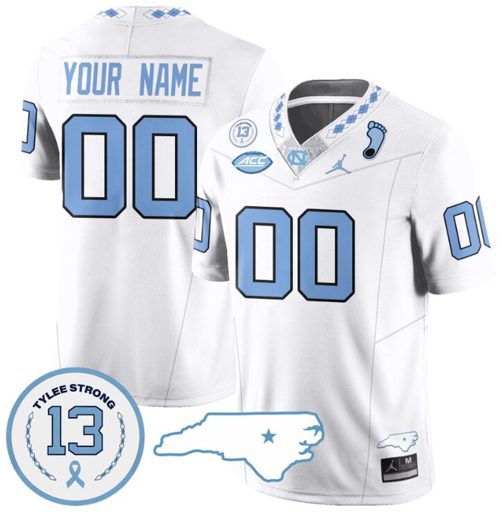 Custom North Carolina Tar Heels Jersey Name and Number Vapor College Football Stitched White 8 Custom North Carolina Tar Heels Jersey Name and Number Vapor College Football Stitched White