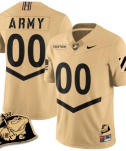 Custom Army Black Knights Jersey Name and Number Rocky The Bulldog Patch Vapor Limited College Football Stitched Gold