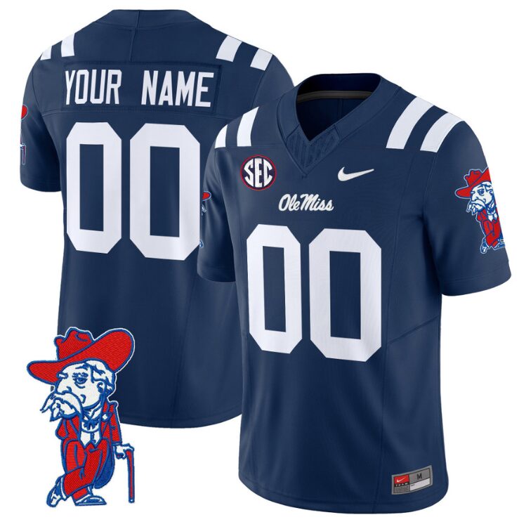 Custom Ole Miss Rebels Jersey Name and Number Vapor Limited College Football Stitched Navy 8 Custom Ole Miss Rebels Jersey Name and Number Vapor Limited College Football Stitched Navy