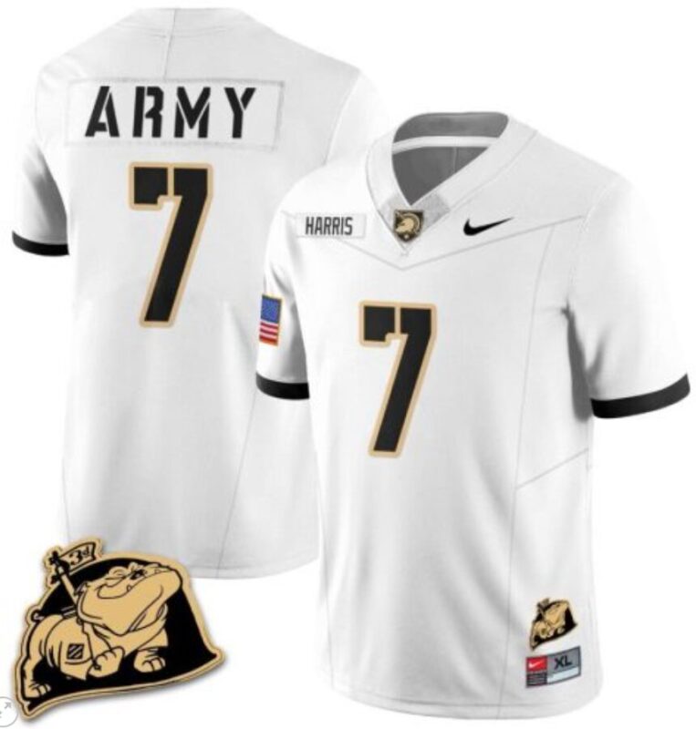 Champ Harris Jersey #7 Army Black Knights Jersey Rocky The Bulldog Patch Vapor Limited College Football Stitched White 8 Champ Harris Jersey #7 Army Black Knights Jersey Rocky The Bulldog Patch Vapor Limited College Football Stitched White