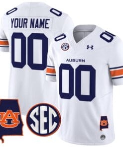 Custom Auburn Tigers Jersey Name and Number SEC Patch Vapor Limited College Football Stitched White