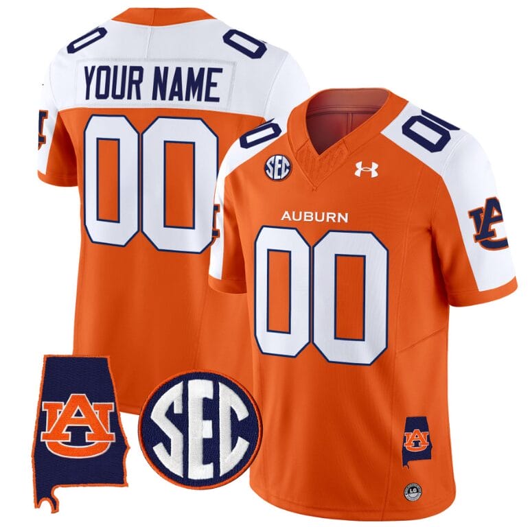 Custom Auburn Tigers Jersey Name and Number SEC Patch Vapor Limited College Football Stitched Orange Alternate 8 Custom Auburn Tigers Jersey Name and Number SEC Patch Vapor Limited College Football Stitched Orange Alternate