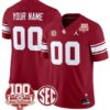 Custom Oklahoma Sooners Jersey Name and Number 100th Anniversary Patch Vapor Limited College Football Stitched Crimson