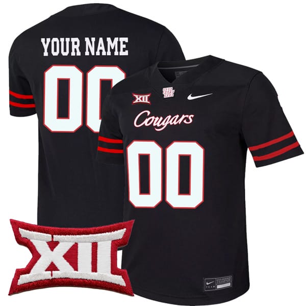 Custom Houston Cougars Jersey Name and Number College Football Alternate Black All Stitched 8 Custom Houston Cougars Jersey Name and Number College Football Alternate Black All Stitched