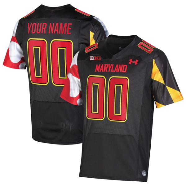 Custom Maryland Terrapins Jersey Name and Number College Football Black Alternate Game All Stitched 8 Custom Maryland Terrapins Jersey Name and Number College Football Black Alternate Game All Stitched