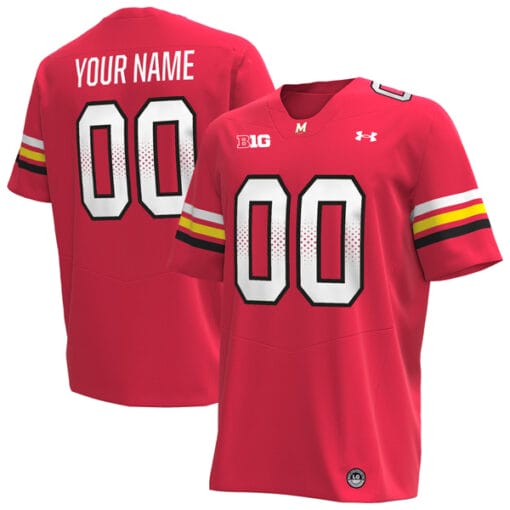 Custom Maryland Terrapins Jersey Name and Number College Football Red Home All Stitched