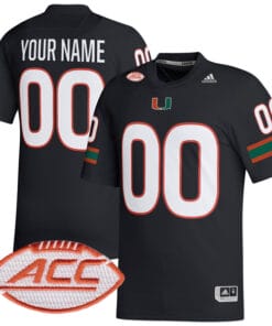 Custom Miami Hurricanes Jersey Name and Number College Football Black Alternate Game All Stitched