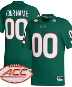 Custom Miami Hurricanes Jersey Name and Number College Football Green Alternate All Stitched