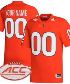 Custom Miami Hurricanes Jersey Name and Number College Football Orange Home Game All Stitched