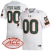 Custom Miami Hurricanes Jersey Name and Number College Football White Away Game All Stitched