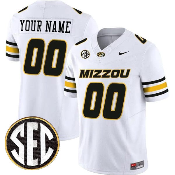 Custom Missouri Tigers Jersey Name and Number College Football White Vapor F.U.S.E Limited All Stitched 8 Custom Missouri Tigers Jersey Name and Number College Football White Vapor F.U.S.E Limited All Stitched