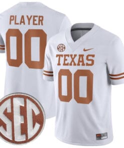 Custom Texas Longhorns Jersey Name and Number College Football White Away Game All Stitched